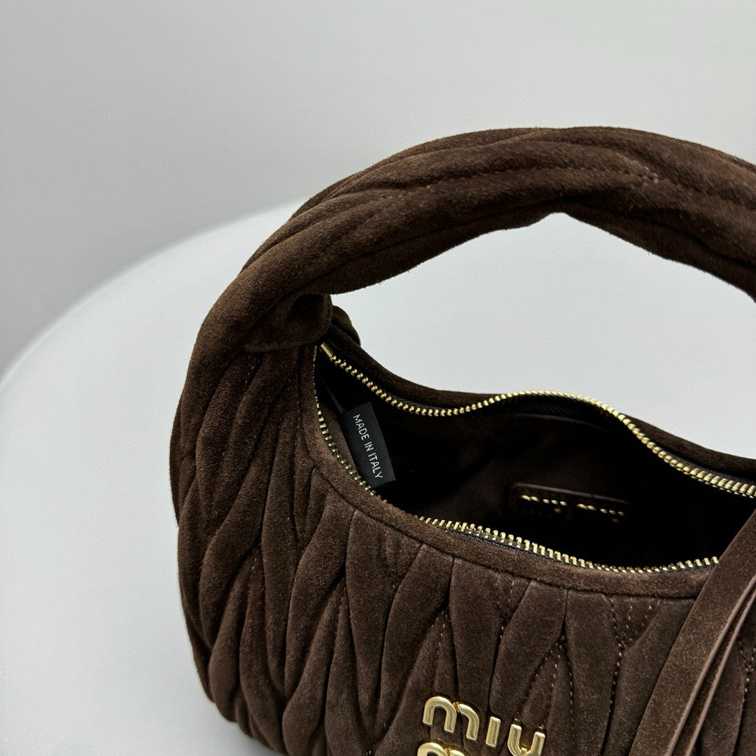 Bags- Miu M Wander Mini Hobo Bag Luxury Designer Leather Handbag