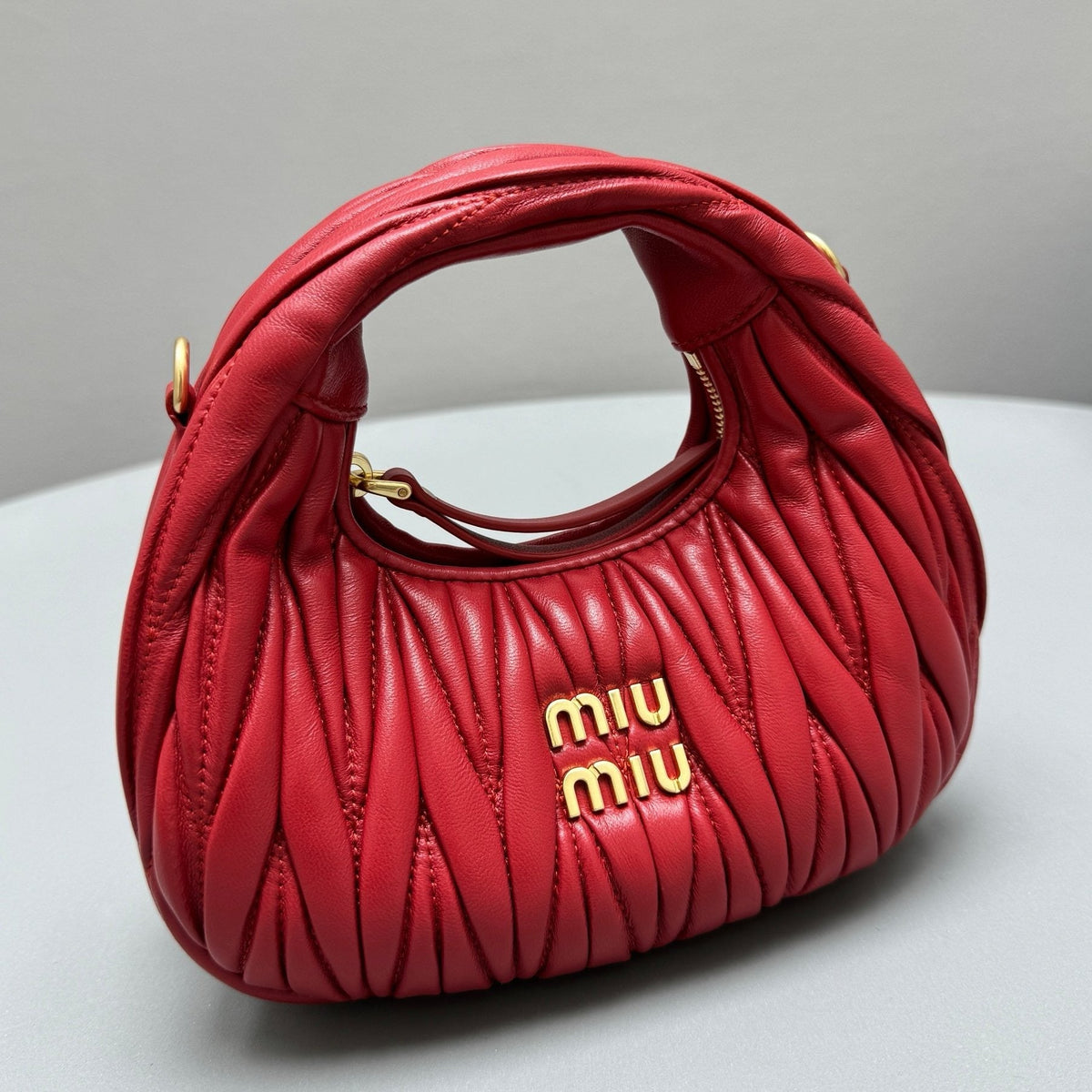 Bags- Miu M Wander Mini Hobo Bag Luxury Designer Leather Handbag