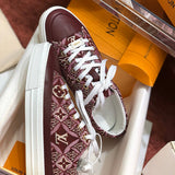 Louis Vuitton Burgundy Classic Ballet Flats - Side Profile View