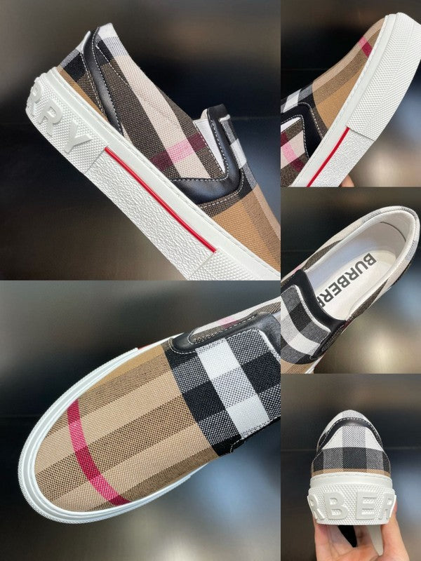 Burberry Grey Low-Top Sneakers - Side Profile View
