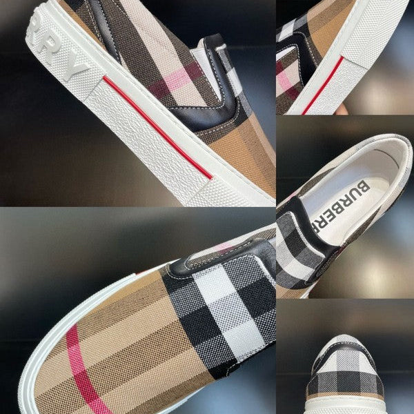 Burberry Grey Low-Top Sneakers - Side Profile View