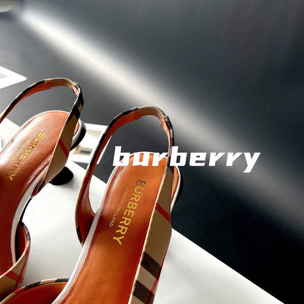 Burberry Red Slingback Heels - Sole Detail View