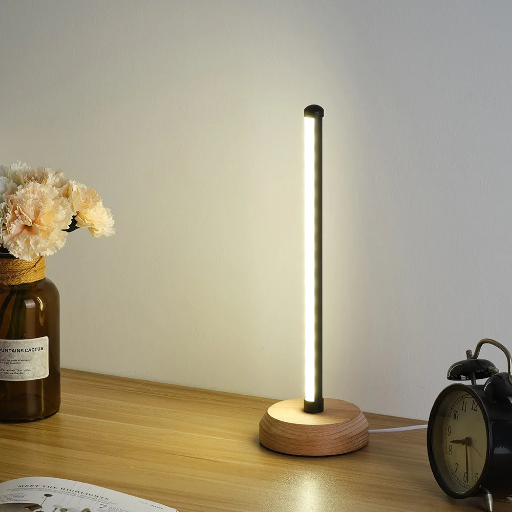 Simple Designs, Wood Base Mini Table Lamp, 13.4" H,Black