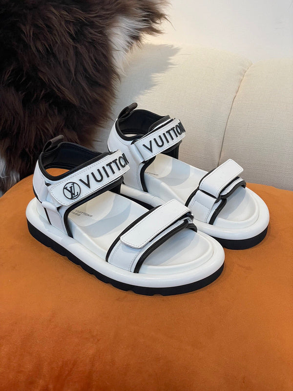 Louis Vuitton Nude Block Heel Pumps - Side Profile View