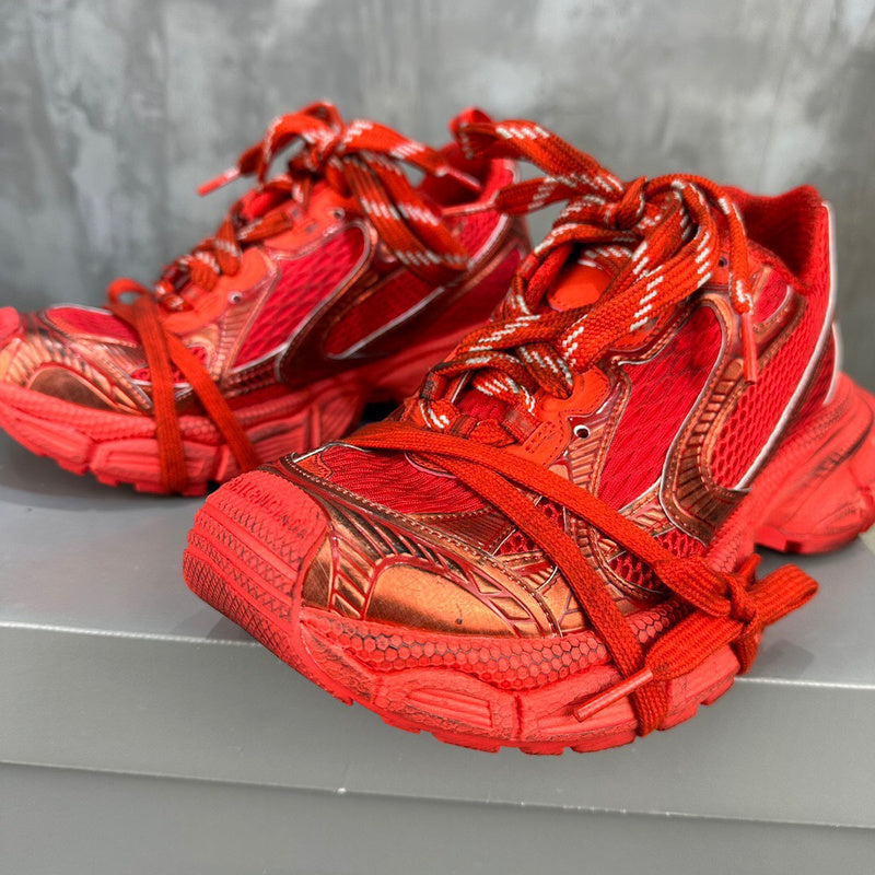 Balenciaga Red High-Top Sneakers - Heel Detail View