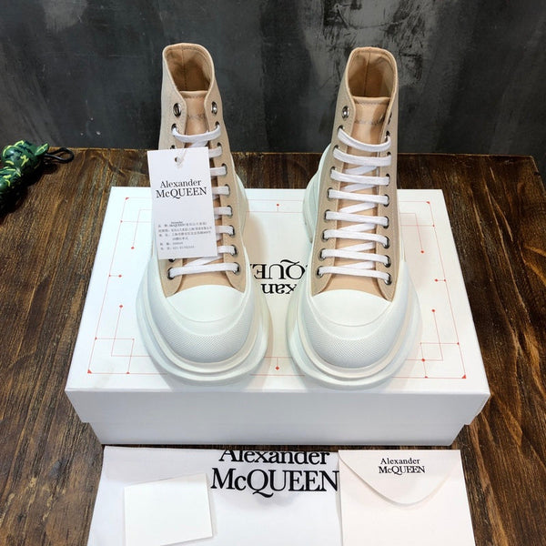 Alexander McQueen Beige Pointed-Toe Stiletto Heels - Side Profile View