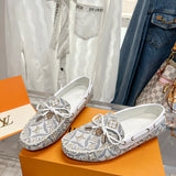 Louis Vuitton Black Classic Ballet Flats - Angled View