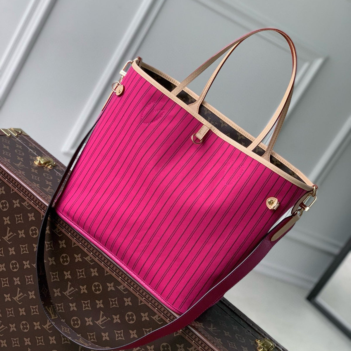 Louis Vuitton Bags- Louis Vuitton Lou Neverfull Inside Out Mm Tote Bag Elegant Everyday Designer Handbag