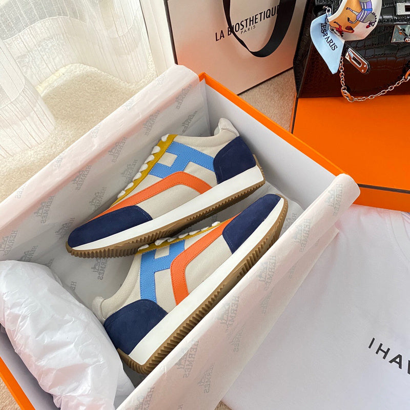 Hermès White Chunky Platform Sneakers - Detail Shot of Craftsmanship