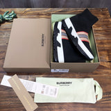 Burberry Burgundy High-Top Sneakers - Angled View