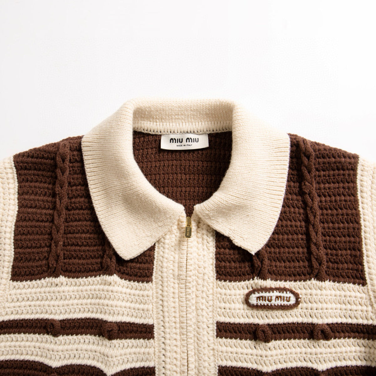 Sweaters- Miu M Zip Cardigan Luxury Designer Knit Sweater