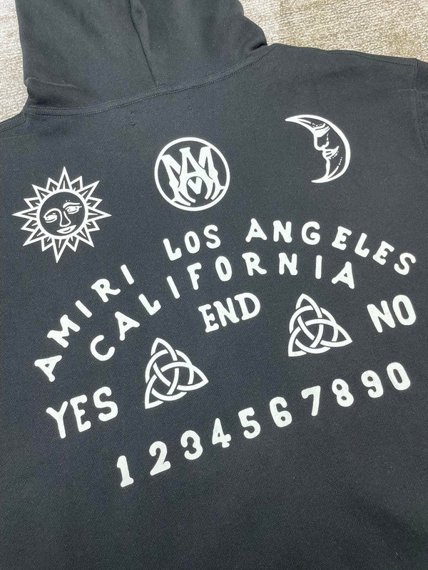 Close-up of Amiri hoodie craftsmanship