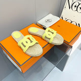 Hermès Grey Crisscross Strap Sandals - Detail Shot of Craftsmanship
