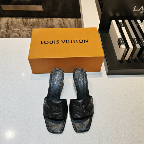 Louis Vuitton Grey Platform Heels - Back View