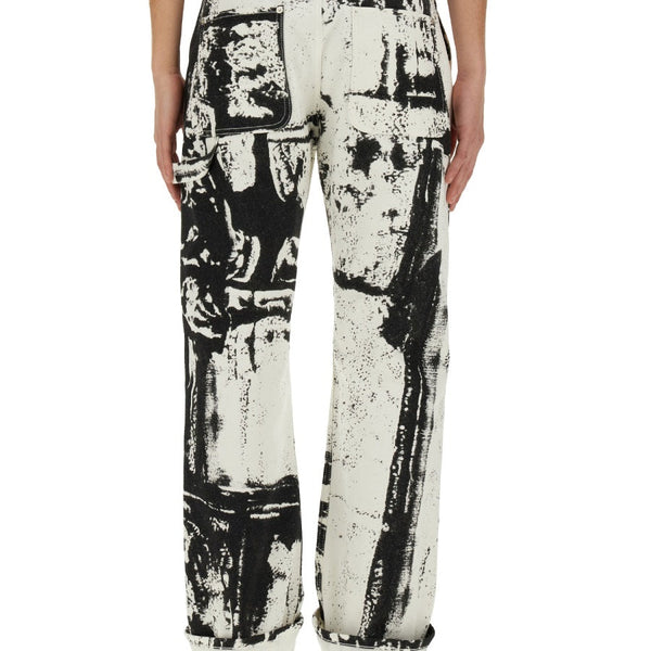 Alexander McQueen Jeans? Alexander Mcqueen Men Workwear Jeans With Fold Print Classic Everyday Designer Jeans