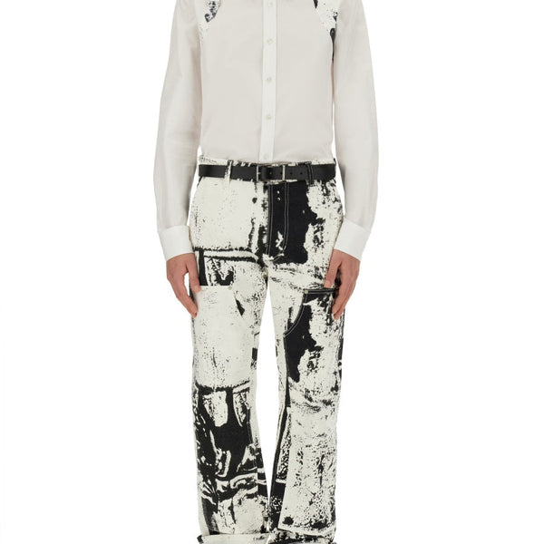Alexander McQueen Jeans? Alexander Mcqueen Men Workwear Jeans With Fold Print Classic Everyday Designer Jeans