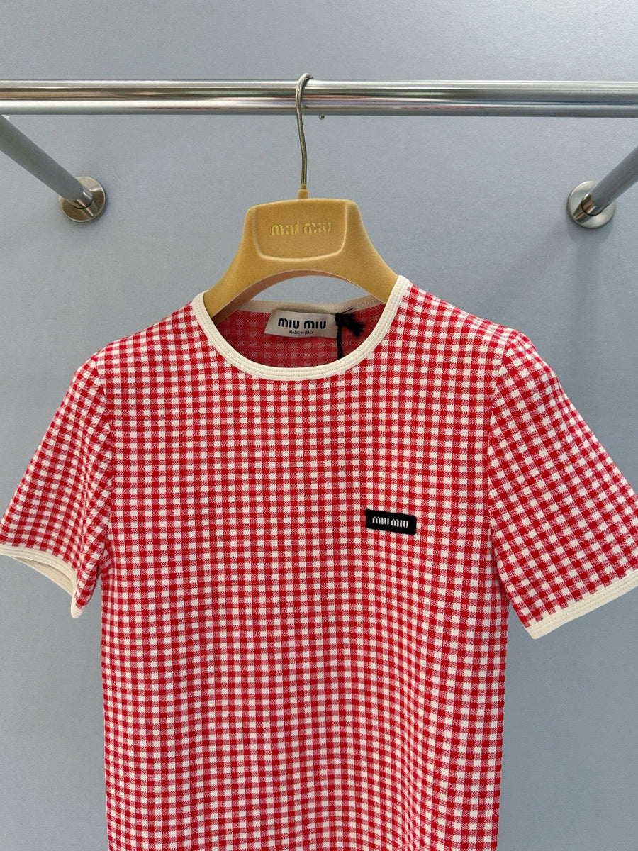 T-Shirts- Miu M T-shirt Casual Everyday Designer Tee