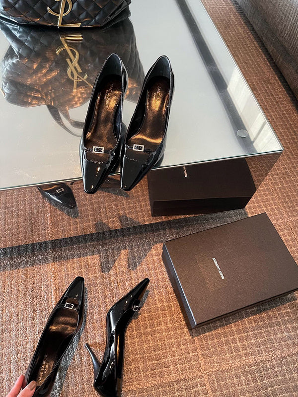 Close-up of Saint Laurent shoes craftsmanship