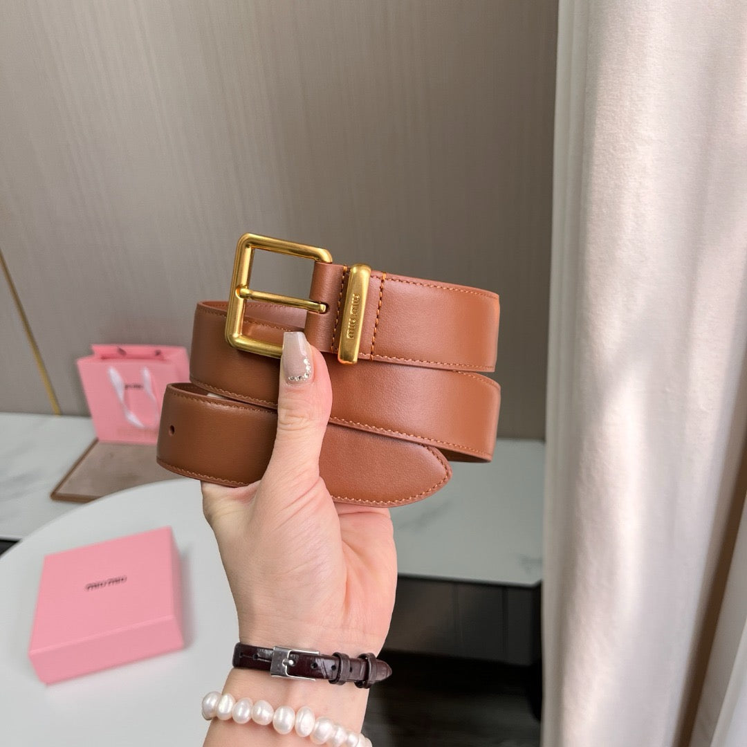 Belts- Miu M Belt 3.5 Cm Classic Everyday Designer Belt