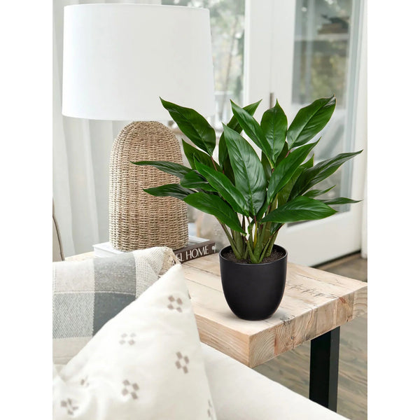 17'' Artificial Potted Plants Fake Greenery Cast Iron Plant Indoor Realistic Faux Plants