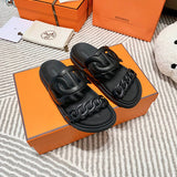 Hermès Chocolate Brown Espadrille Wedge Sandals - Full Silhouette View