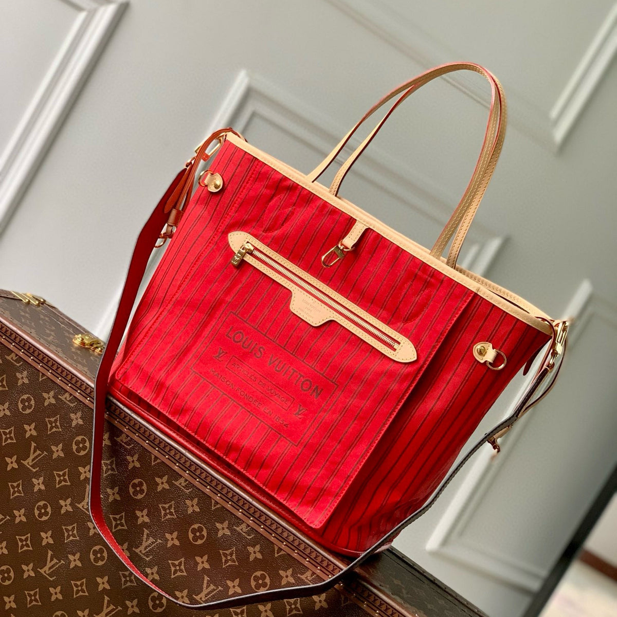 Louis Vuitton Bags- Louis Vuitton Lou Neverfull Inside Out Mm Tote Bag Elegant Everyday Designer Handbag