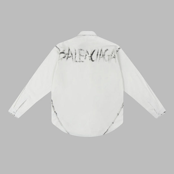 Close-up of Balenciaga t-shirt craftsmanship
