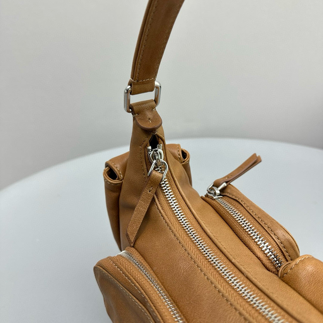Bags- Miu M Pocket Nappa Leather Bag Premium Designer Shoulder Bag