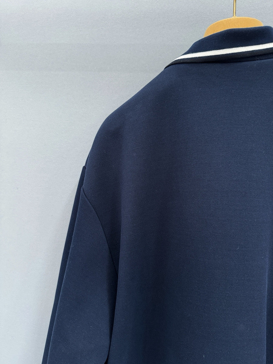 Polo Shirts- Miu M Zip Polo Classic Designer Cotton Polo Shirt