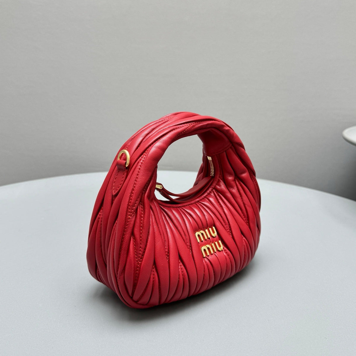 Bags- Miu M Wander Mini Hobo Bag Luxury Designer Leather Handbag
