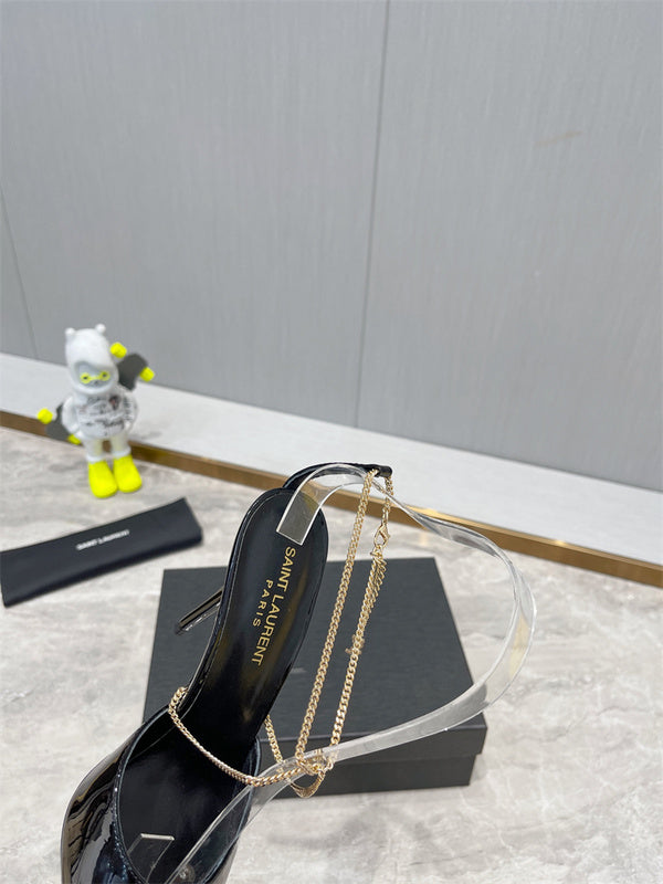 Close-up of Saint Laurent shoes craftsmanship