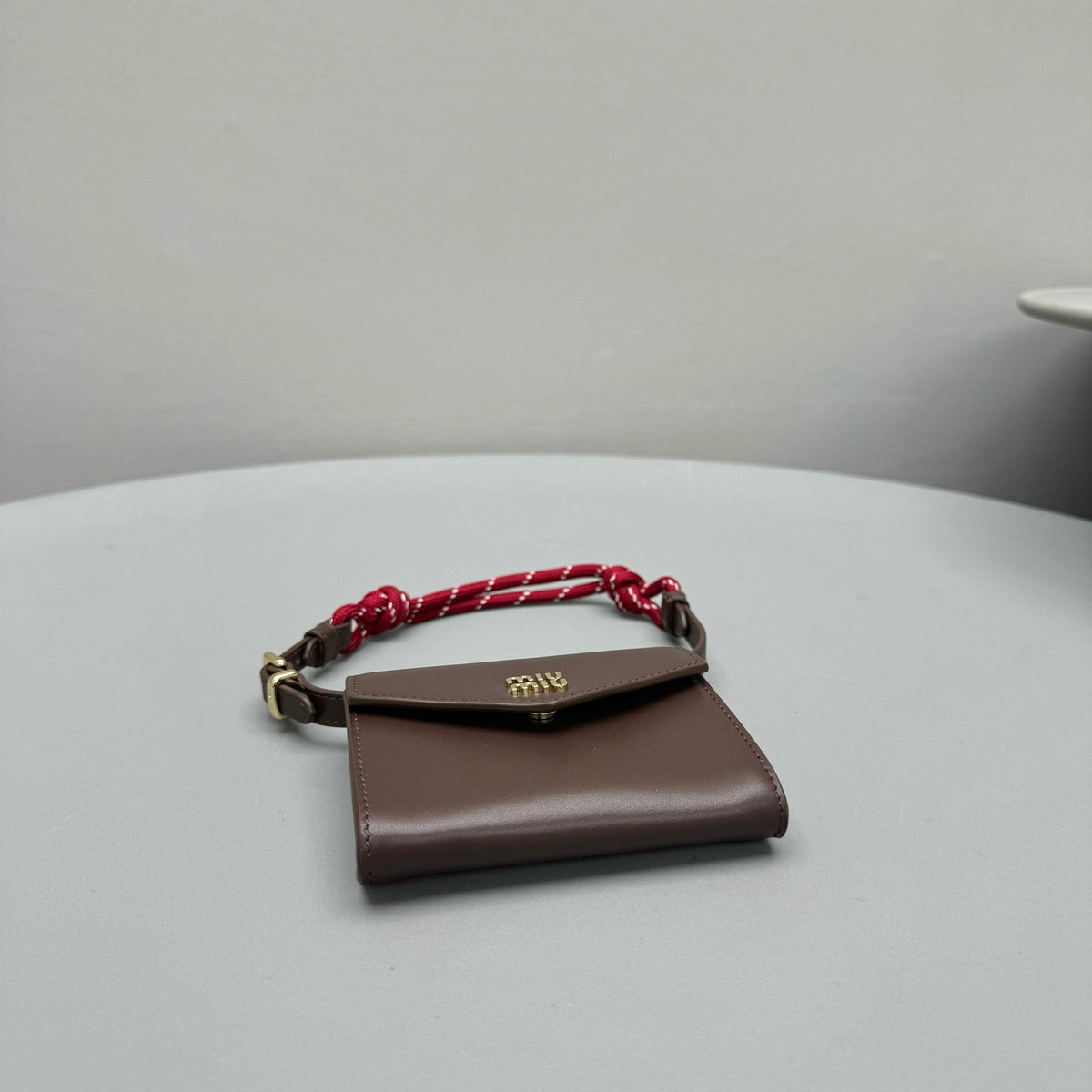 Wallets- Miu M Shoulder Strap Wallet Premium Leather Designer Wallet