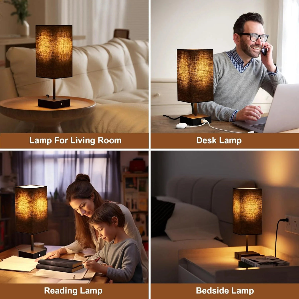 Bedside Table Lamps Set of 2