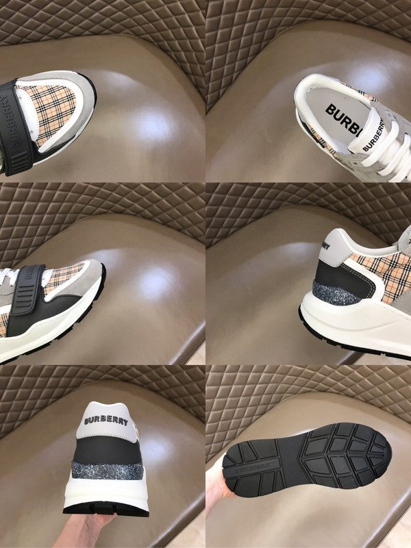Burberry Grey Ankle Strap Heels - Side Profile View