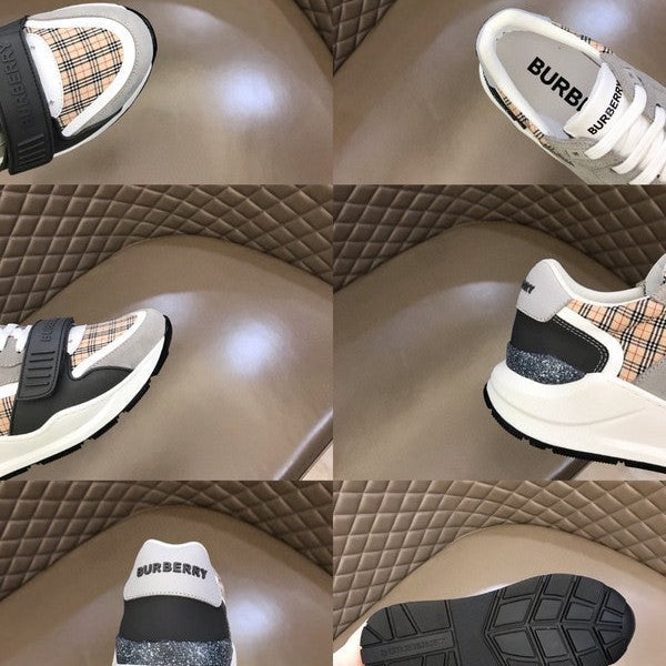 Burberry Grey Ankle Strap Heels - Side Profile View