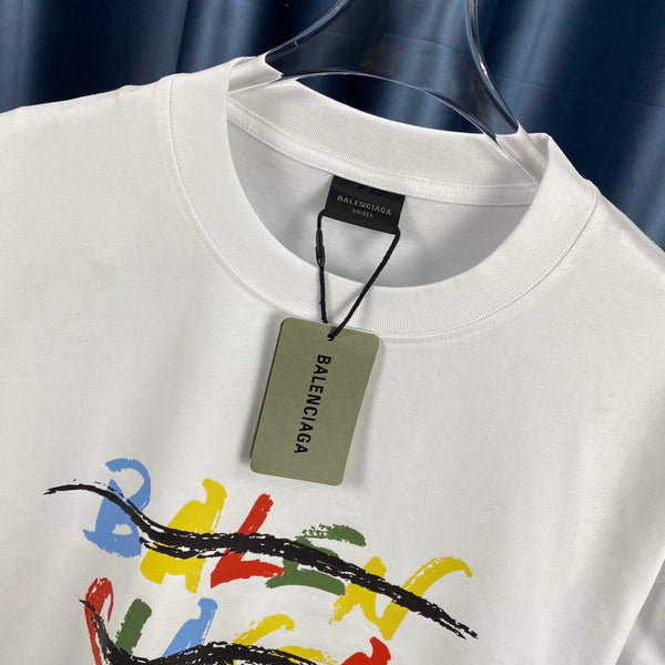Close-up of Balenciaga t-shirt craftsmanship