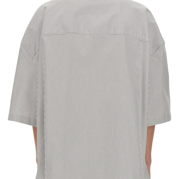 Bottega Veneta Tops? Bottega Veneta Men Striped Overshirt With "" Embroidery Premium Designer Casual Top