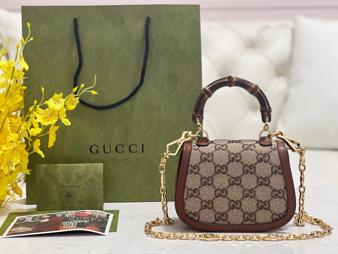 Front view of Gucci premium Handbag with iconic logo hardware