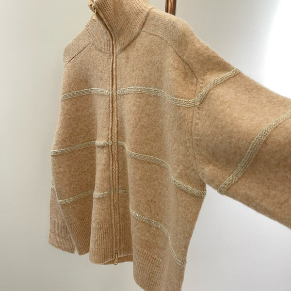 Front view of Brunello Cucinelli Zip Cardigan premium piece