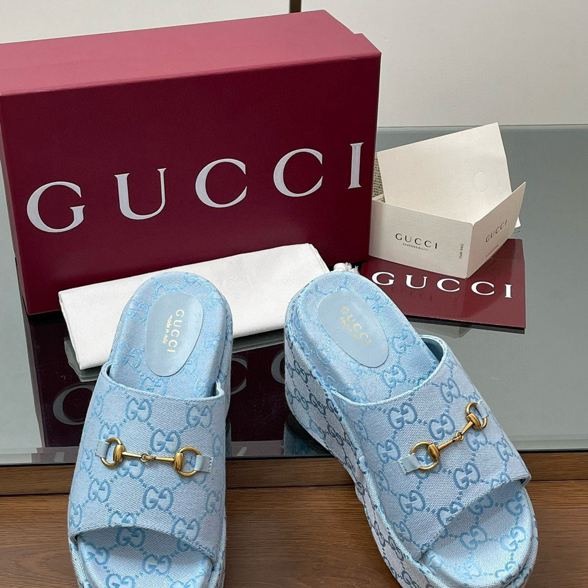 Gucci Shoes- Gucci Wedge Sandals Premium Designer Casual Shoes