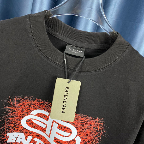 Close-up of Balenciaga t-shirt craftsmanship