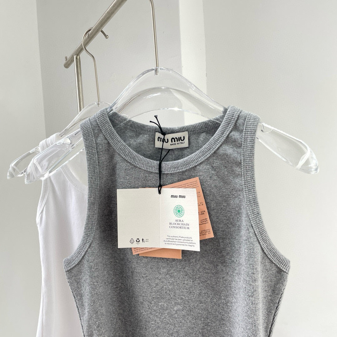 Tops- Miu M Tank Top Elegant Everyday Designer Top