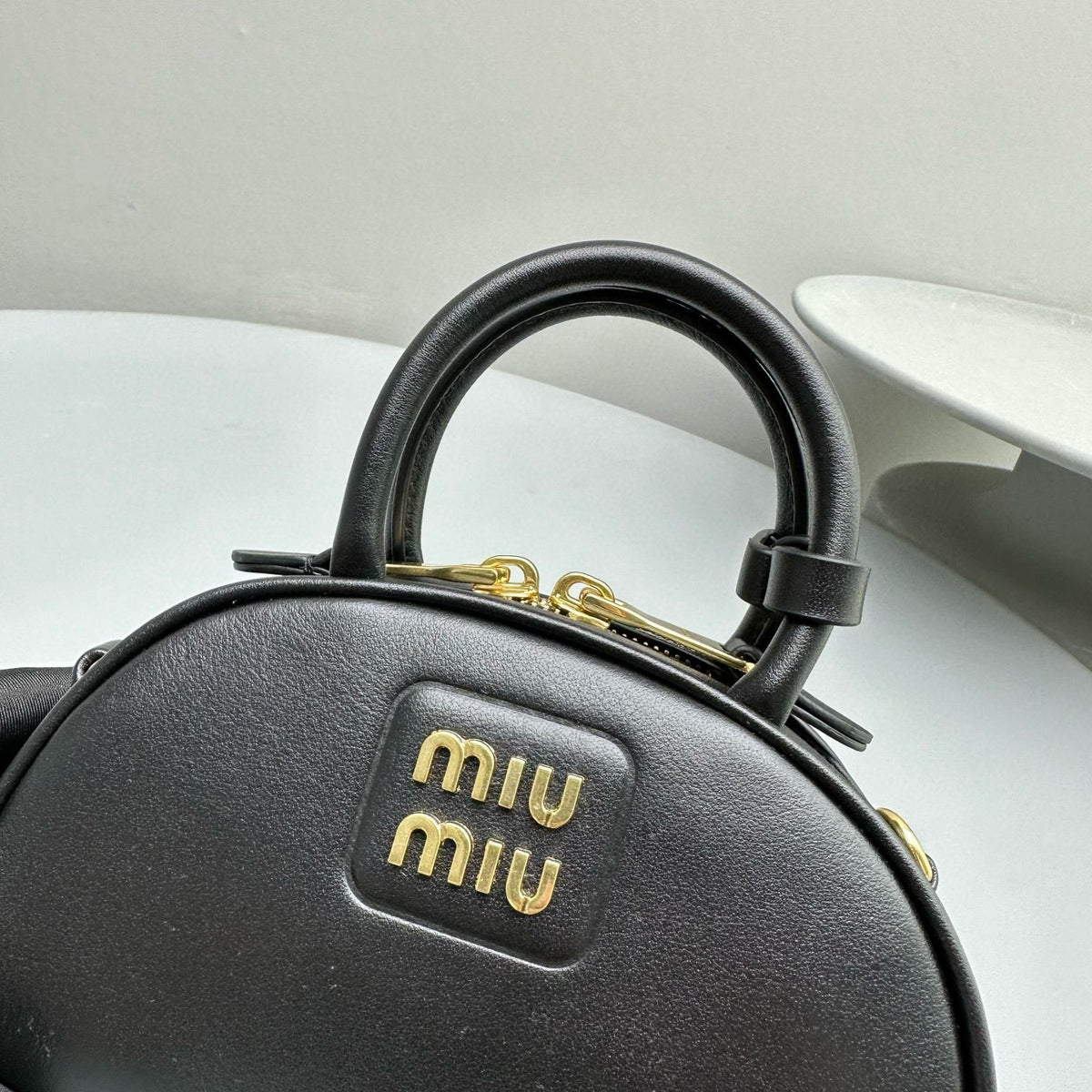 Bags- Miu M Leather Top Handle Bag Luxury Designer Leather Handbag