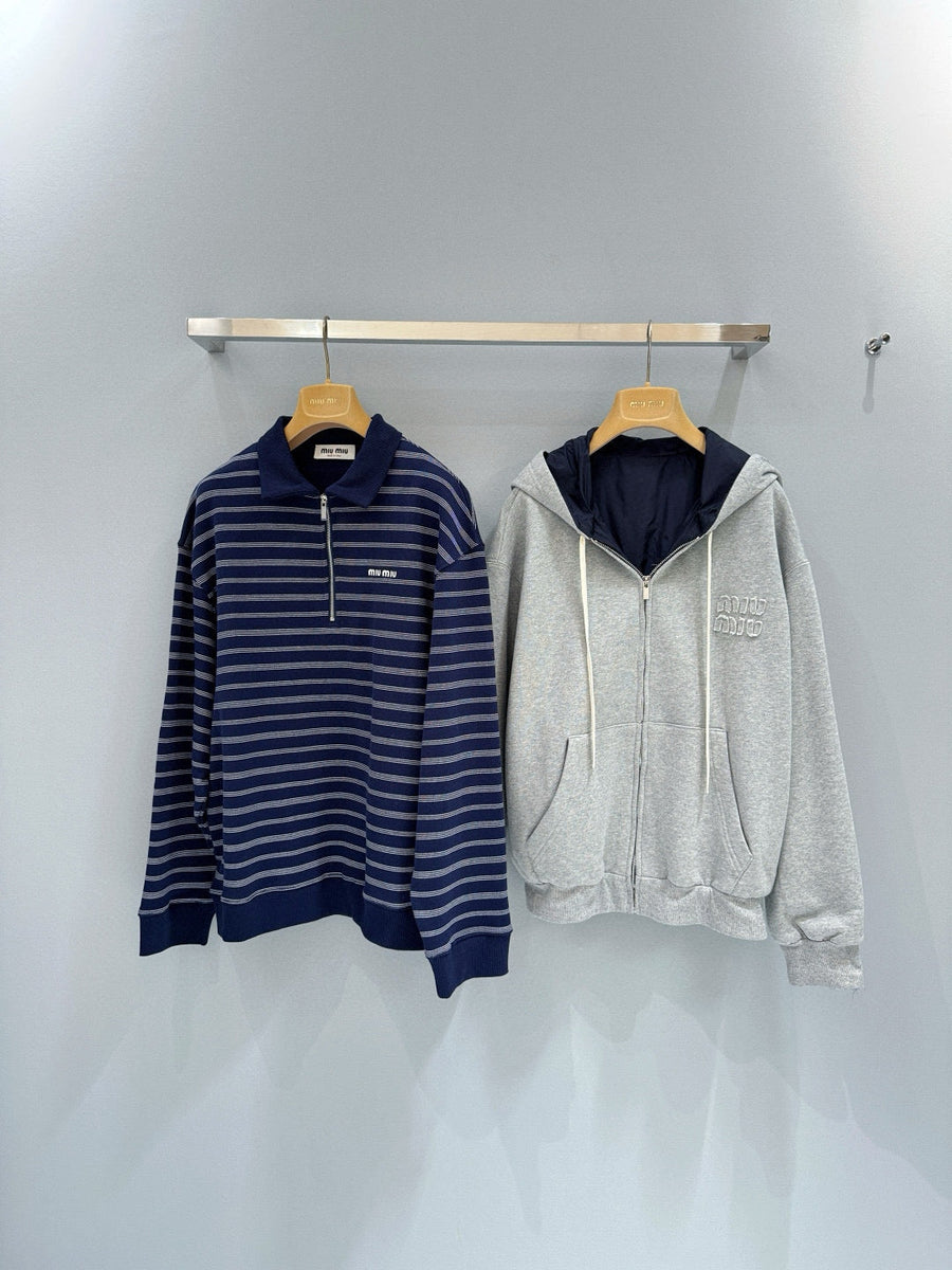 Hoodies- Miu M Zip Hoodie Premium Designer Casual Hoodie
