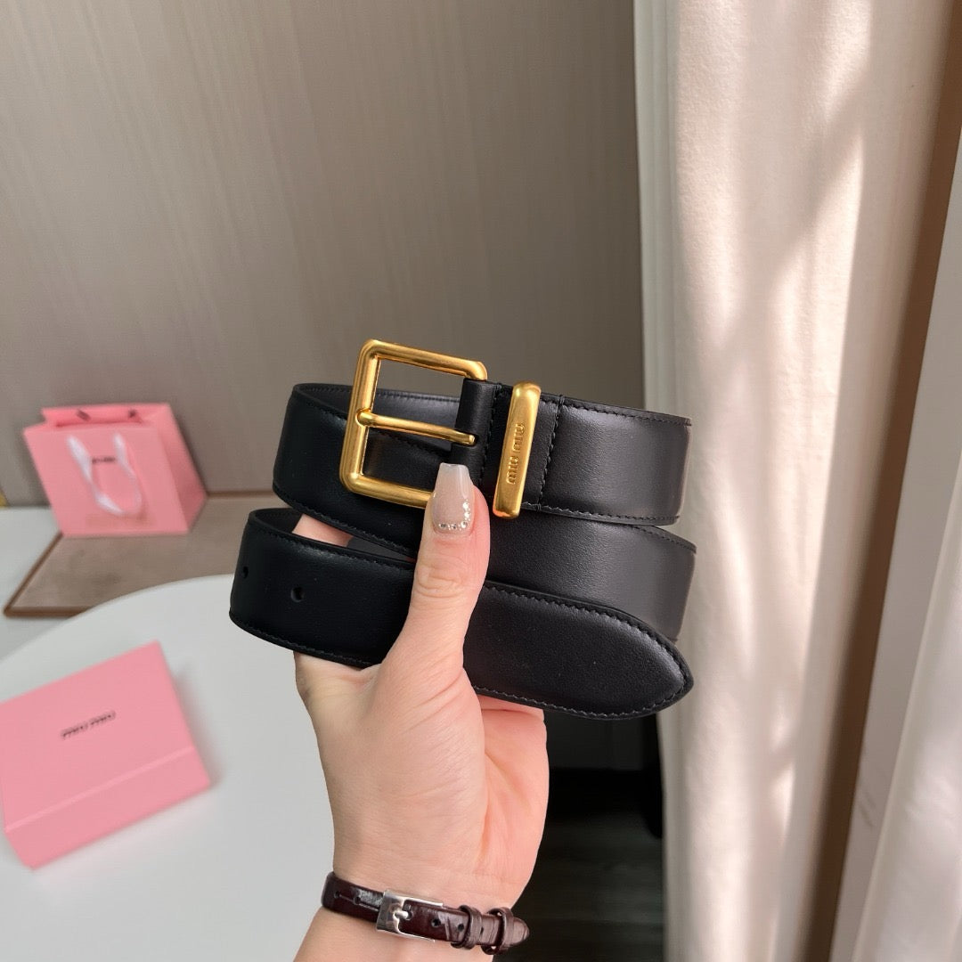 Belts- Miu M Belt 3.5 Cm Classic Everyday Designer Belt