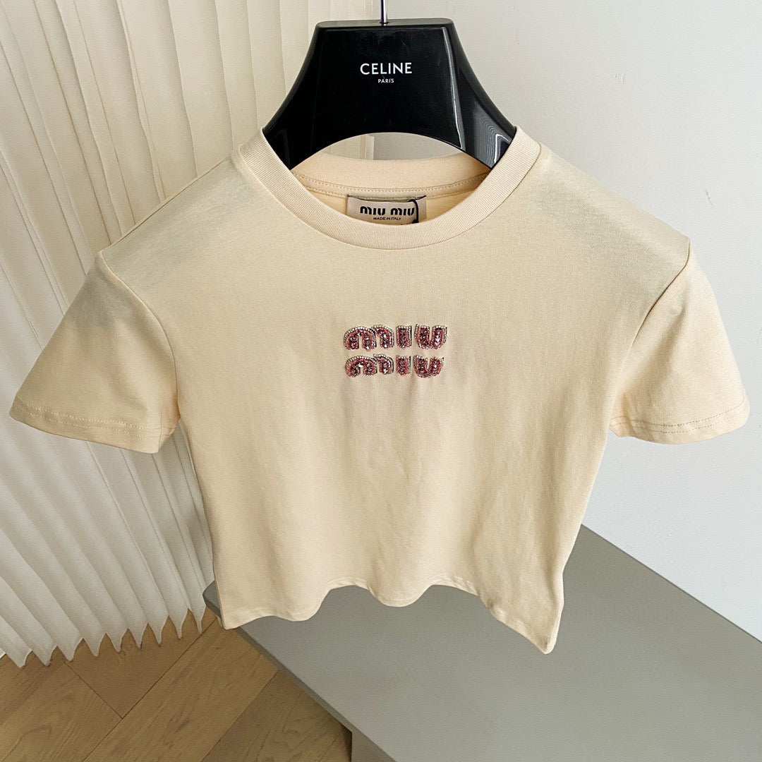 T-Shirts- Miu M T-shirt Premium Designer Cotton T-Shirt