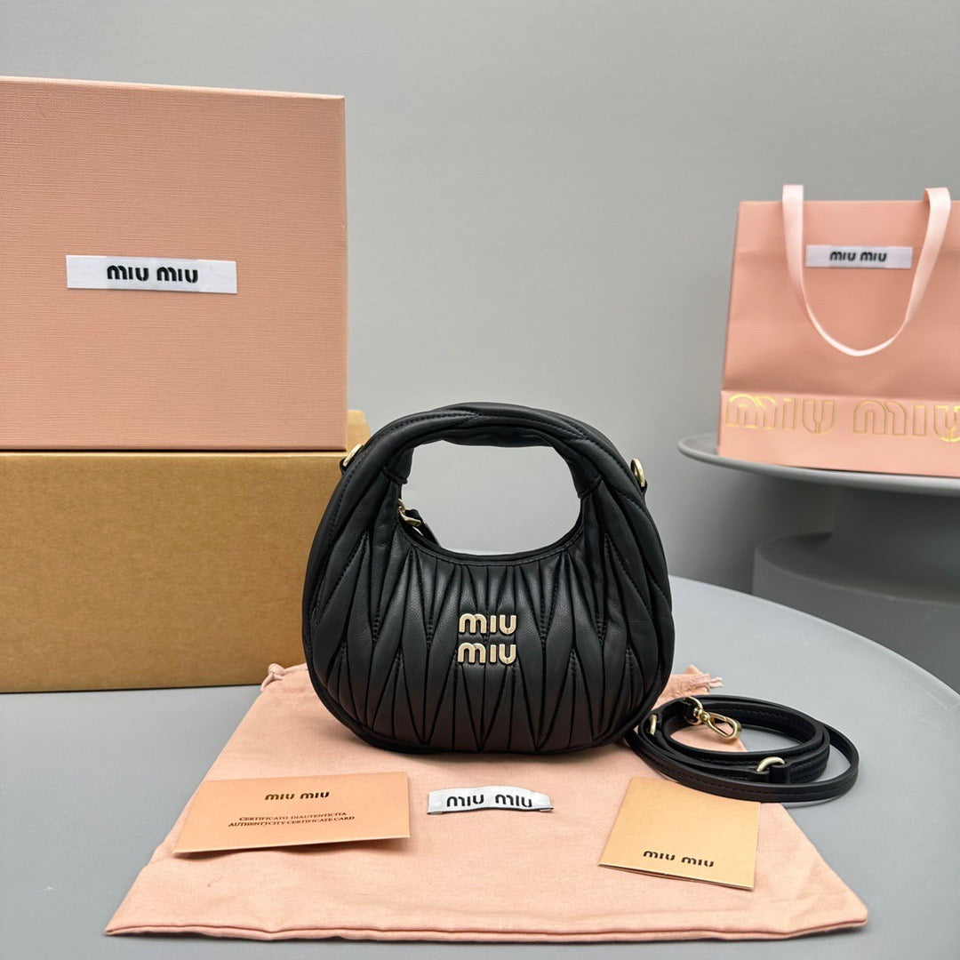 Bags- Miu M Wander Mini Hobo Bag Elegant Everyday Designer Handbag