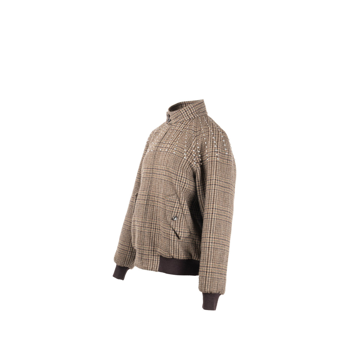 Celine Jackets? Celine Size 46 Studded Teddy Jacket Wool Marron SHW Stylish Everyday Designer Outerwear