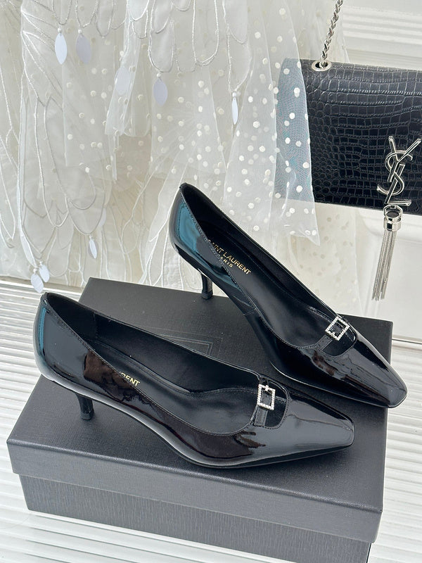 Close-up of Saint Laurent shoes craftsmanship