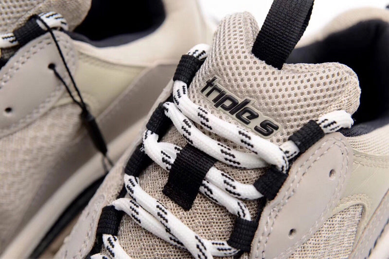 Balenciaga Camel Chunky Platform Sneakers - Close-Up Texture View